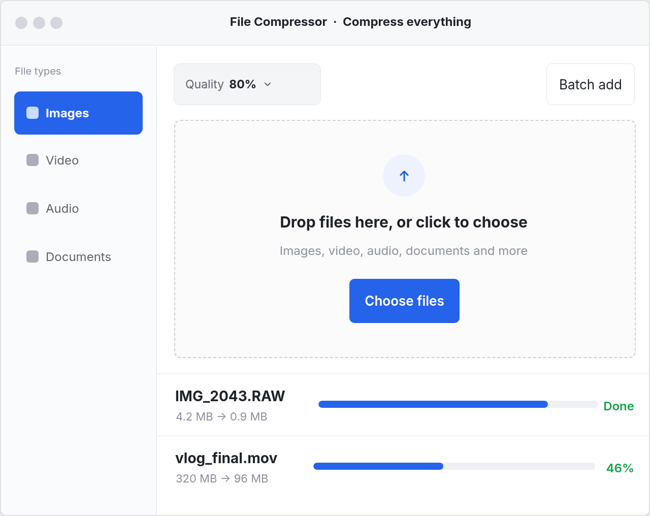 File Compressor desktop app on Windows